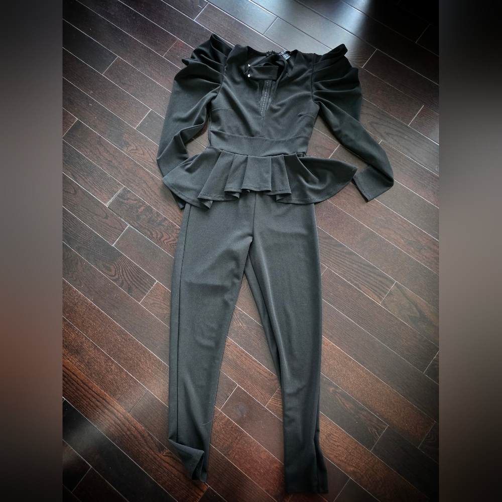 4 FOR $100  -  Revamped Black Peplum Jumpsuit